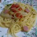 imocos's cooksnap of when they made トマトウインナー水菜のペペロン風パスタ.