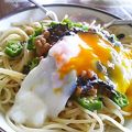 Ikumi1116's cooksnap of when they made 納豆パスタ カルボナーラ風.