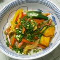 tut623's cooksnap of when they made 夏だ☀カレーだ！冷たいカレー味麺つゆ.