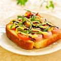 さとみわ's cooksnap of when they made 魚ニソ×トマトの塩昆布・大葉トースト.