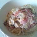 華城ん's cooksnap of when they made ＊きのことベーコンのクリームパスタ＊.