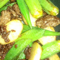 とらあさみ's cooksnap of when they made 挽肉と長芋とオクラの炒め物.