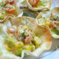 てらよう's cooksnap of when they made 餃子の皮♪鮭とアボカドのカップPizza.
