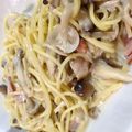 yuxtu's cooksnap of when they made きのこのクリームパスタ.