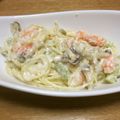おにーこ's cooksnap of when they made 簡単濃厚クリーミー♪海老とアスパラパスタ.