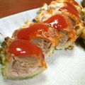 まる１０'s cooksnap of when they made ゴーヤのボート☆肉詰めチーズ焼き.