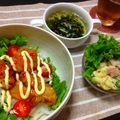 いそづかさん's cooksnap of when they made 鶏から揚げサラダ丼ｂｙスイートチリソース.