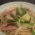 leechan's cooksnap of when they made アスパラとベーコンのスパゲティー.