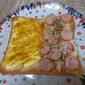 ponnko's cooksnap of when they made ランチに♪ハーフ＆ハーフ★ピザトースト！.