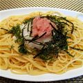 Aokitchen's cooksnap of when they made 高菜と明太子おろしの冷製和風パスタ.