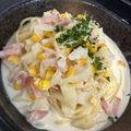 あいる♪♪'s cooksnap of when they made 五右衛門風！チーズクリームスープパスタ.