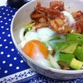あいちゃん♡'s cooksnap of when they made 簡単！アボカド、キムチ、温泉卵の冷うどん.