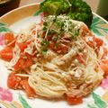 くしんぼう丸's cooksnap of when they made チーズと完熟トマトの簡単冷たいパスタ.