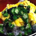 こっぷぽ～ん's cooksnap of when they made 簡単☆オクラと海苔の卵のっけ丼.