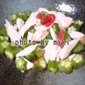 ♪miki♪'s cooksnap of when they made オクラとささみの梅肉さっぱりあえ♪.