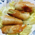 きえこ's cooksnap of when they made 巻くだけ簡単　アスパラの鳥皮巻き.