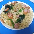 hiko336's cooksnap of when they made ブロッコリーとウインナーの梅パスタ.