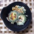 ayaruru's cooksnap of when they made ゴーヤのカニツナたまご流し焼き.