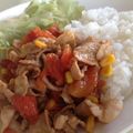 moe1983's cooksnap of when they made ✿トマトと豚肉のビタミン丼✿.