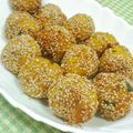 ととろ＆めい's cooksnap of when they made 懐かし給食＊かぼちゃのゴマ団子＊.