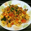 masahirox's cooksnap of when they made モロヘイヤとひき肉のたまトマ炒め.