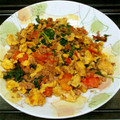 masahirox's cooksnap of when they made モロヘイヤとひき肉のたまトマ炒め.