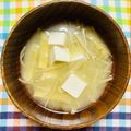 チェックのミニくま's cooksnap of when they made 豆腐とエノキと油揚げのお味噌汁♪.