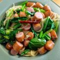 tsmitaka's cooksnap of when they made 小松菜とソーセージのペペロンチーノパスタ.