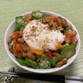 ビートルズ食堂's cooksnap of when they made ヘルシー！納豆キムチ温泉卵オクラ.