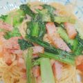 Nozomi19880714's cooksnap of when they made 小松菜とベーコンのガーリック醤油パスタ.