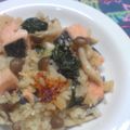 七色ワクチン's cooksnap of when they made 生米から作る「鮭としめじの秋ピラフ」.