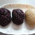 nouuon's cooksnap of when they made 黒米とこしあんのおはぎ.
