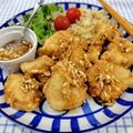 在宅勤務のおじさん's cooksnap of when they made たれ絶賛！元祖鶏むね肉のやわらか油淋鶏.