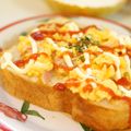 ななクレープ's cooksnap of when they made 卵とベーコンのオープンサンド.