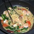 kaziana's cooksnap of when they made エビとホウレン草とトマトの塩味パスタ.