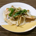 ヌーシ's cooksnap of when they made 鮭のムニエル　玉ねぎとしいたけソース添え.