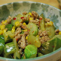 鈴ピヨ's cooksnap of when they made ピリ辛★きゅうりとコーンのひき肉炒め.