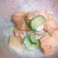 olive11's cooksnap of when they made 大根とサーモンのわさマヨ醤油和え.