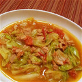 tetumyan's cooksnap of when they made スープのようなトマトとレタスのツナ炒め.