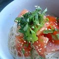 oBsession's cooksnap of when they made 今日のおそうめん：トマトサラダのせ.