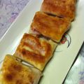 milky2's cooksnap of when they made 餃子の皮で包むベーコンチーズ巻き.