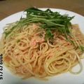 dedar's cooksnap of when they made シャキシャキ水菜とたらこのスパゲティ.