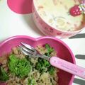 *ももえむ*'s cooksnap of when they made 菜の花のチーズ入り洋風炊き込みごはん.