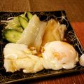 BiwacoJune's cooksnap of when they made とりあえずの温玉いかそうめん.