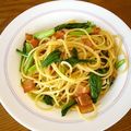 sachi221's cooksnap of when they made ★厚切りベーコンと小松菜のパスタ★.
