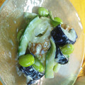 ｘFUMIKOｘ's cooksnap of when they made 茄子とちくわと枝豆の塩昆布マヨごま和え.