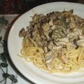 JL4QXB's cooksnap of when they made きのことベーコンのクリームソーススパゲティ（ポルチーニ風味）.