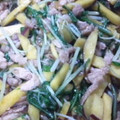 アクアマリンブルー's cooksnap of when they made 水菜とさつまいもと豚肉の炒め物～♪♪.