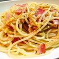 てらよう's cooksnap of when they made 隠しクリーム＊牛蒡とベーコンの醤油パスタ.