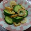 ほ～ちゃん♪'s cooksnap of when they made ★キュウリと竹輪の酢タミナ和え.